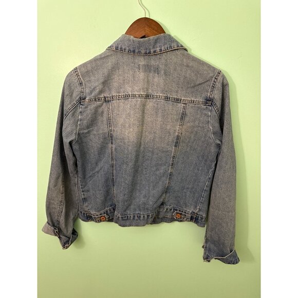 Ci Sono Denim Collection Light Wash Womens Cropped Jean Jacket With Button Front - Picture 4 of 7